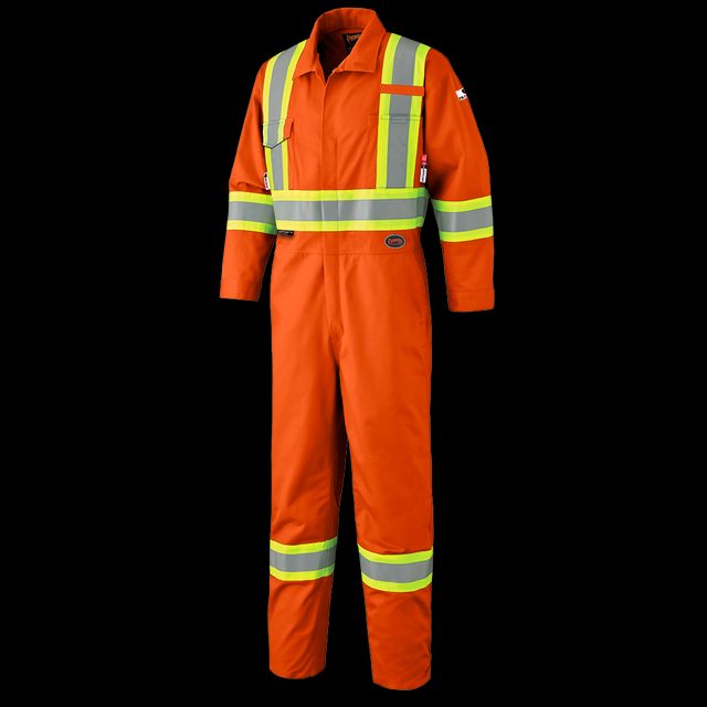 Hi-Vis Poly/Cotton Safety Coveralls – Zipper Closure – Orange – 44