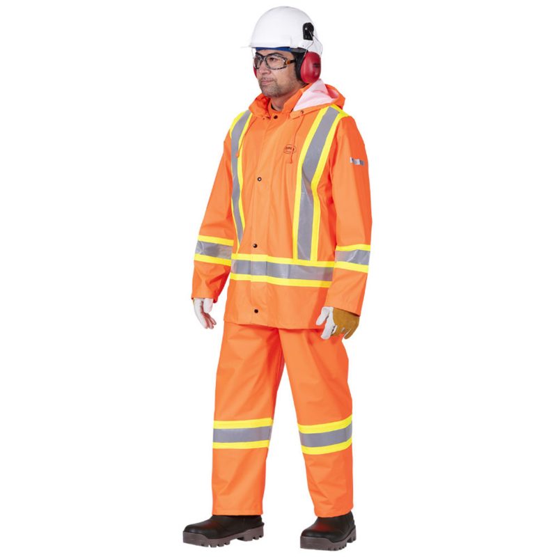 Hi-Vis FR PVC/Poly Safety Rain Jacket – Hi-Vis Orange – 3XL