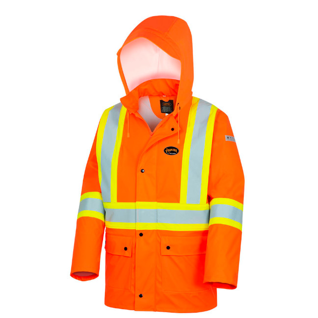 Hi-Vis FR PVC/Poly Safety Rain Jacket – Hi-Vis Orange – XL