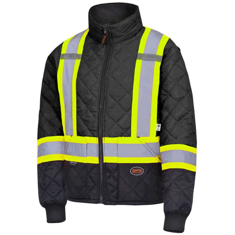 Hi-Vis Quilted Freezer Jacket – Black – S