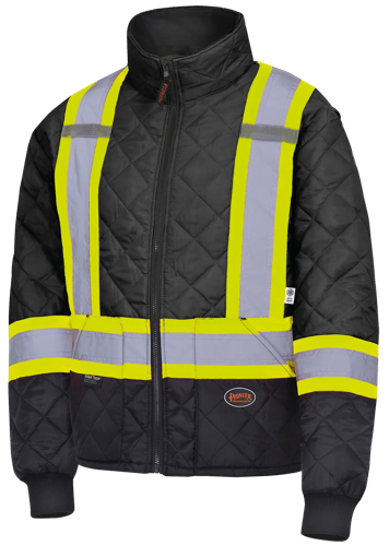 Hi-Vis Quilted Freezer Jacket – Black – XL