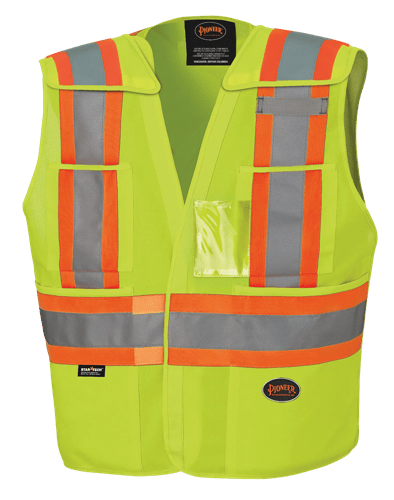 Hi-Vis Tricot Poly Safety Vest – 2" Tape – Zipper Closure – Hi-Vis Yellow/Green – M