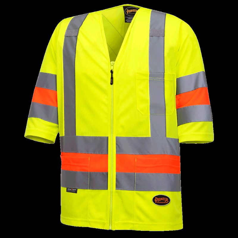 Quebec Hi-Vis Short-Sleeved Traffic Control Safety Shirt – Hi-Vis Yellow – L