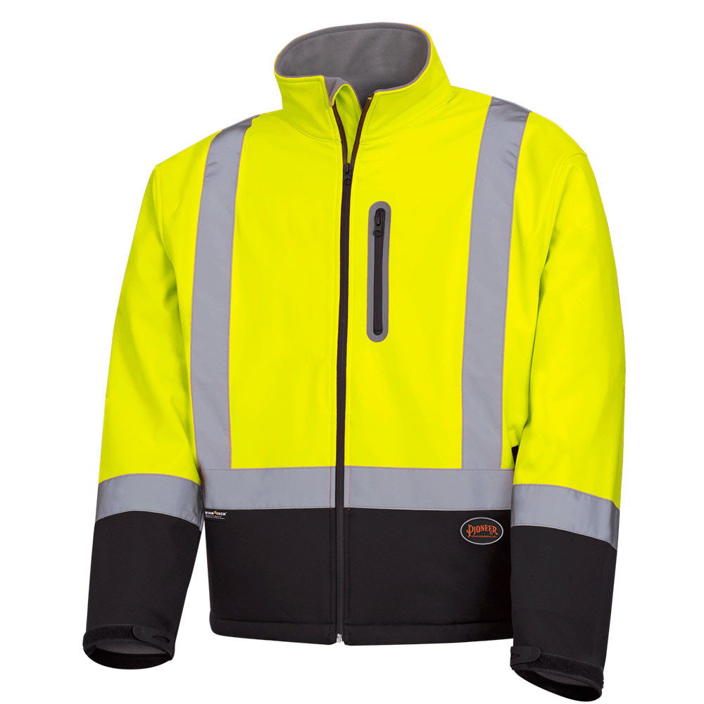 Hi-Vis Softshell Mechanical Strength Safety Jacket – Hi-Vis Yellow/Green – L