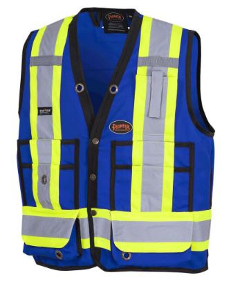 Hi-Vis 150D Poly Twill Surveyor's Safety Vest – Snap Closure – Royal Blue – 2XL