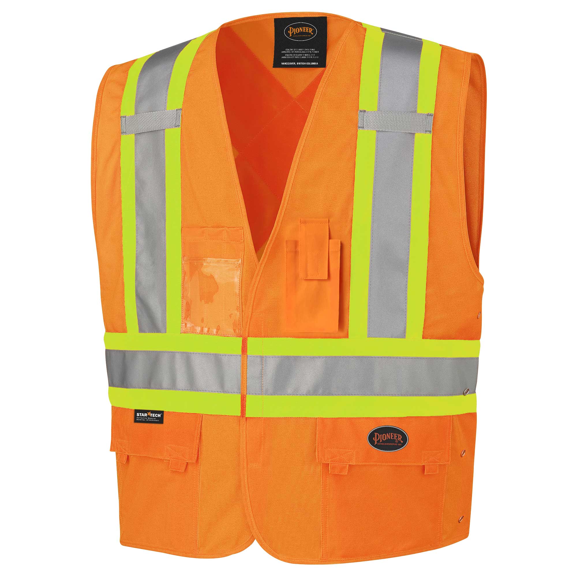 Hi-Vis Tricot Poly Safety Vest – Mesh-Back – 5-pt Tear-Away – Hi-Vis Orange – 3XL