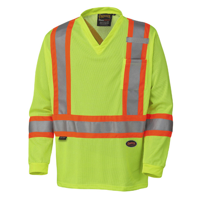 Hi-Vis Micro Mesh Long-Sleeved Traffic Safety Shirt – Hi-Vis Yellow/Green – 2XL