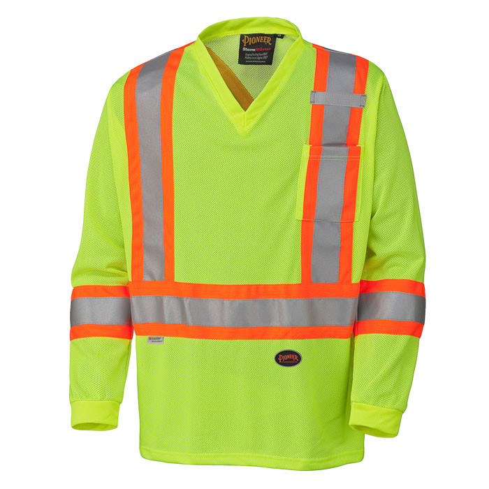 Hi-Vis Micro Mesh Long-Sleeved Traffic Safety Shirt – Hi-Vis Yellow/Green – 5XL