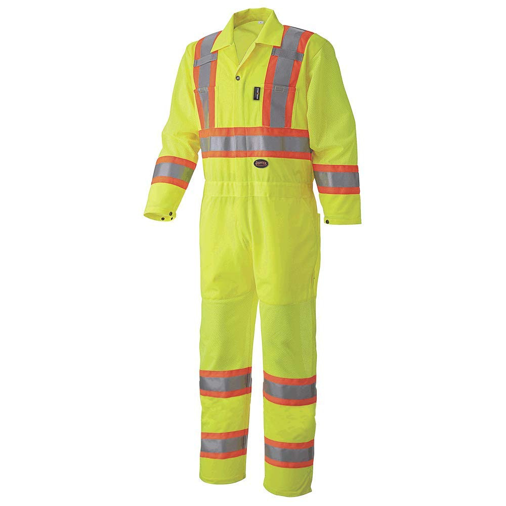 Hi-Vis Traffic Safety Coveralls – Zipper Closure – Hi-Vis Yellow/Green – 5XL