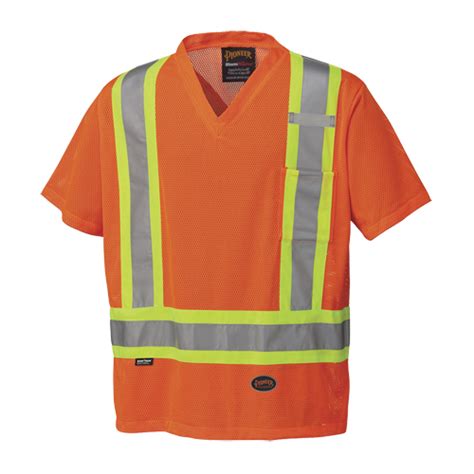 Hi-Vis Poly Mesh Safety T-Shirt – Chest Pocket – Hi-Vis Orange – M