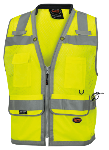 Hi-Vis Mesh Poly Safety Vest – Zipper Closure – Hi-Vis Yellow/Green – 3XL