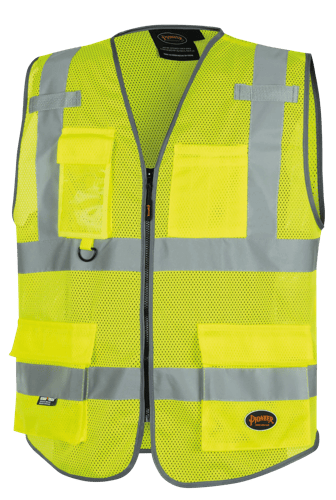Hi-Vis Mesh Poly Safety Vest – Zipper Closure – Hi-Vis Yellow/Green – S
