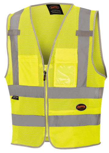 Hi-Vis Mesh Poly Safety Vest – Zipper Closure – Hi-Vis Yellow/Green – XL
