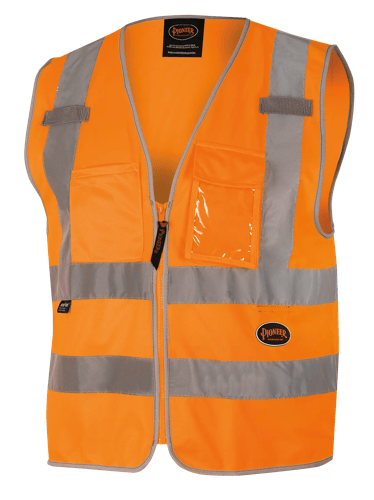 Hi-Vis Poly Tricot Safety Vest – Zipper Closure – Hi-Vis Orange – M