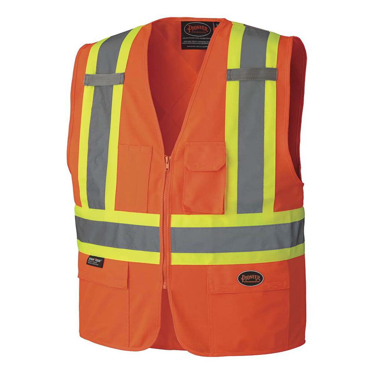 Hi-Vis Tricot Poly Safety Vest – Zipper Closure – Hi-Vis Orange – S