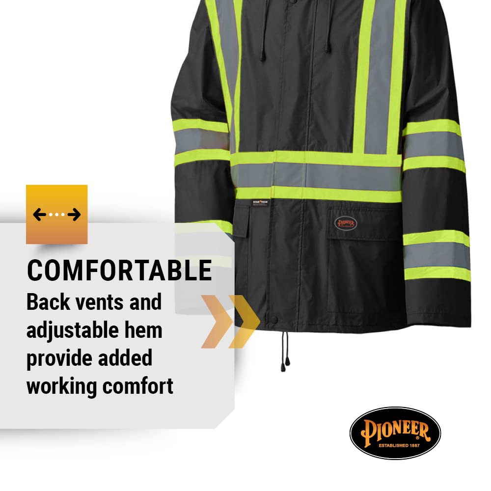 Waterproof Lightweight Safety Rain Suit – Black – 2XL