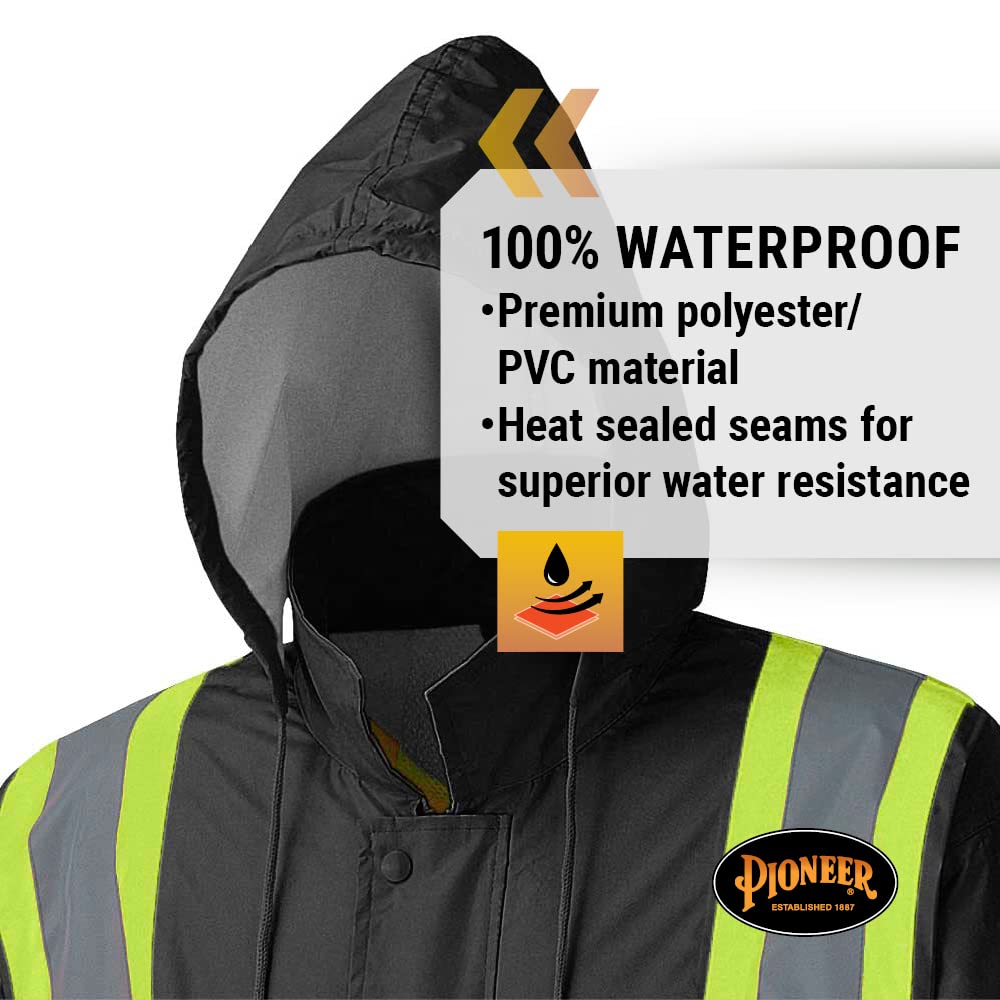 Waterproof Lightweight Safety Rain Suit – Black – 4XL