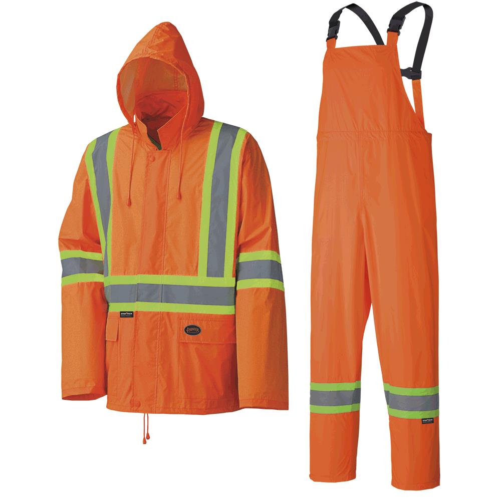 Waterproof Lightweight Safety Rain Suit – Orange – L