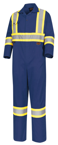 Hi-Vis Poly/Cotton Safety Coveralls – Zipper Closure – Navy – 44
