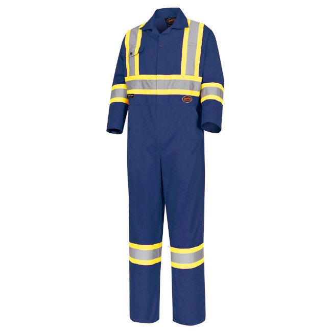 Hi-Vis Poly/Cotton Safety Coveralls – Zipper Closure – Navy – 60