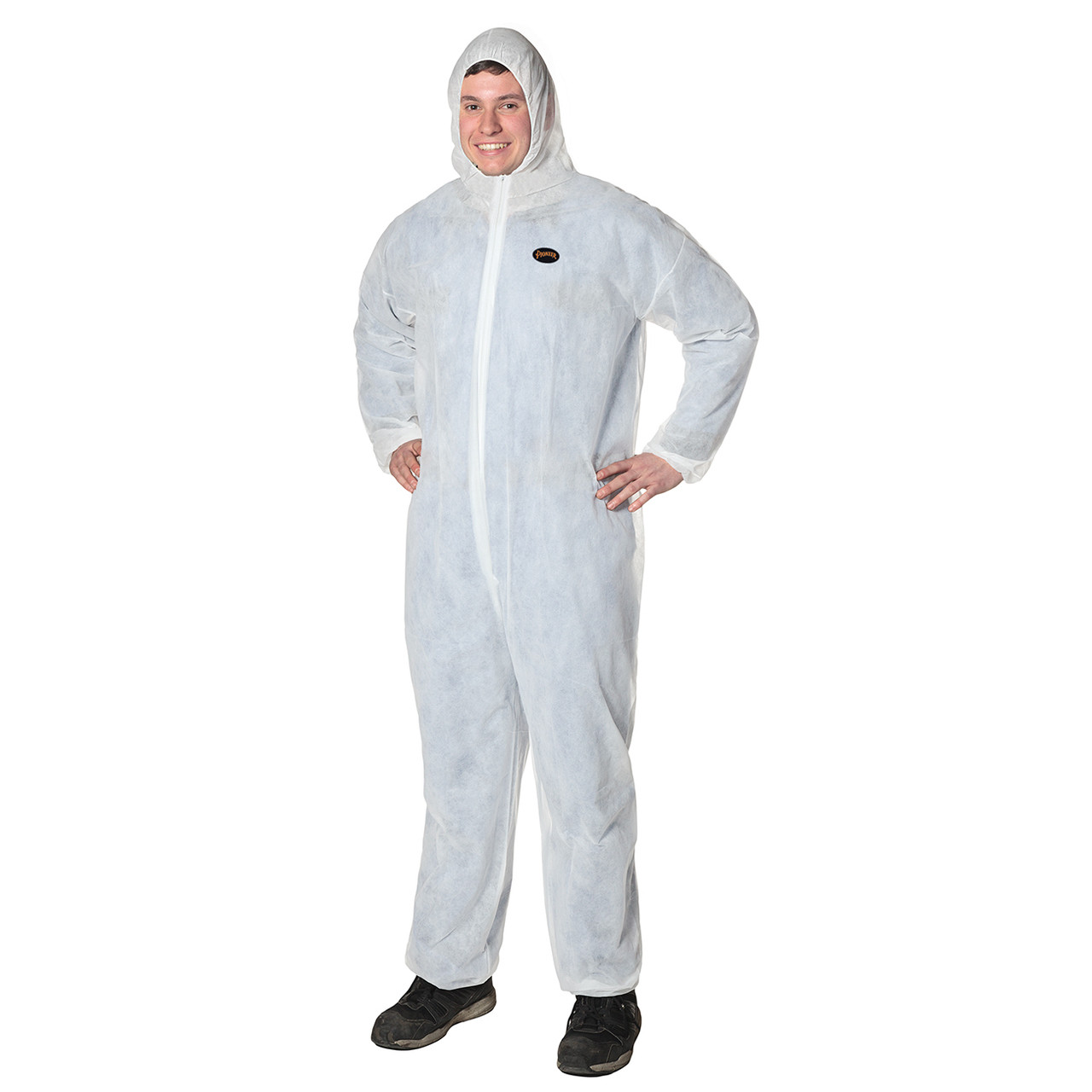 Polypropylene Disposable Coveralls – Zipper Closure – 50/CS – White – L