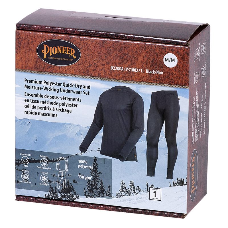Premium Polyester Underwear Set – Quick-Dry & Moisture-Wicking – Black – M