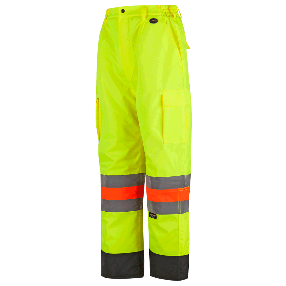 Quebec Hi-Vis Winter Insulated Traffic Control Safety Pants – 100% Waterproof – Hi-Vis Yellow – M