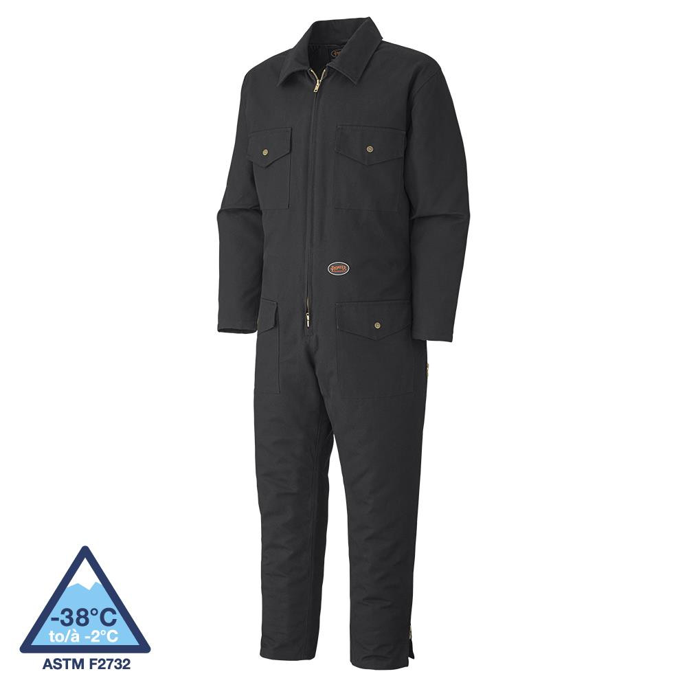 Quilted Cotton Duck Coveralls – Zipper Closure – Black – 3XL