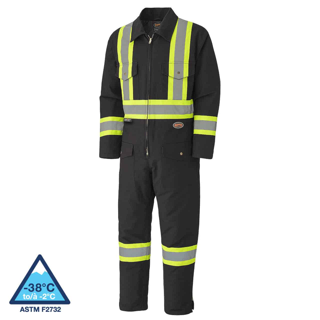 Quilted Cotton Duck Coveralls – Zipper Closure – Black – M