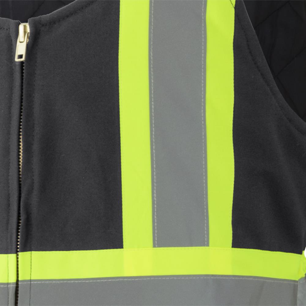 Hi-Vis Quilted Cotton Duck Safety Overalls – Black – 2XL