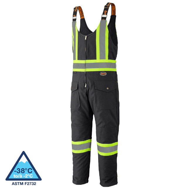 Hi-Vis Quilted Cotton Duck Safety Overalls – Black – 4XL
