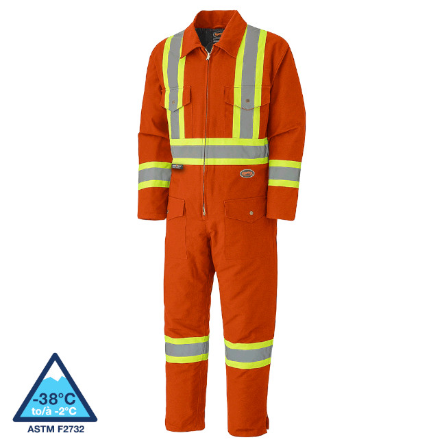 Hi-Vis Quilted Cotton Duck Safety Overalls – Hi-Vis Orange – M
