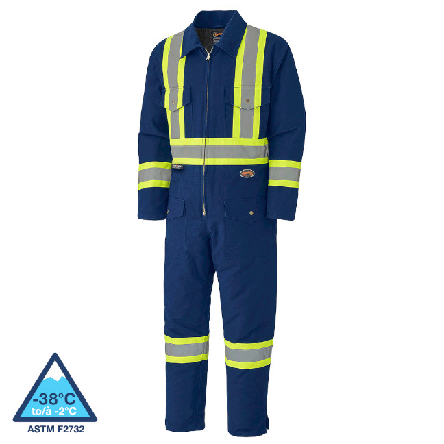Hi-Vis Quilted Cotton Duck Safety Overalls – Navy – 4XL