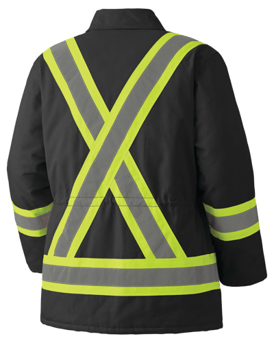 Hi-Vis Quilted Cotton Duck Safety Parka – Black – 3XL