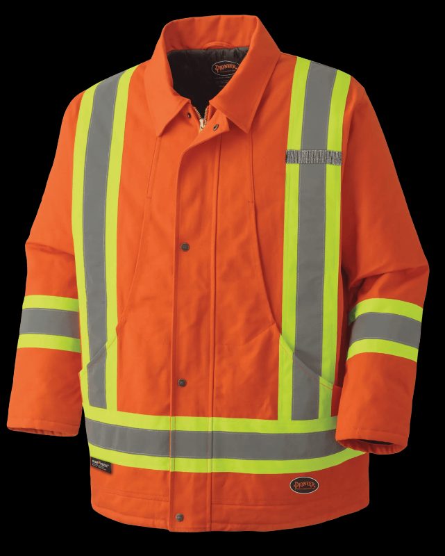 Hi-Vis Quilted Cotton Duck Safety Parka – Hi-Vis Orange – L