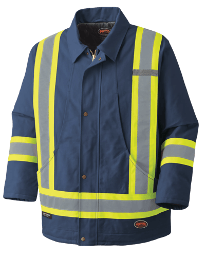 Hi-Vis Quilted Cotton Duck Safety Parka – Navy – 4XL