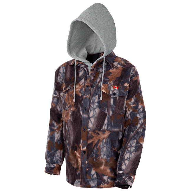 Quilted Polar Fleece Hooded Shirt – Camouflage – M