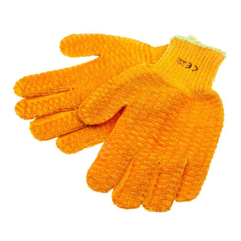 Orange Seamless Knit Criss-Cross Nylon Glove – L