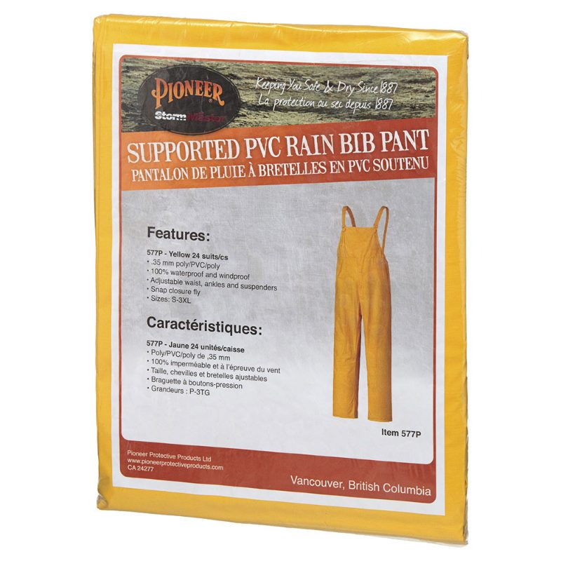 Storm Master® PVC Bib Pants – 100% Waterproof – Yellow – 2XL