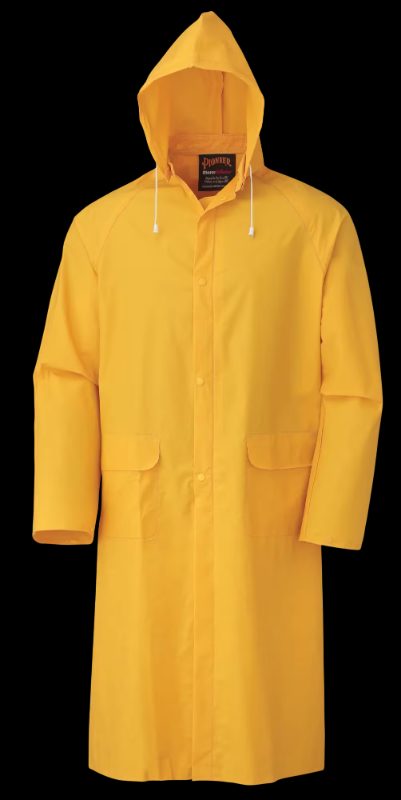 Storm Master® PVC Hooded Long Coat – 48" – 100% Waterproof – Yellow – L