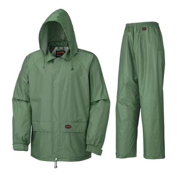 Waterproof Polyester/PVC 2-Piece Rainsuit – Green – XL