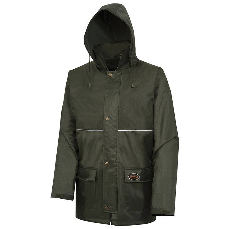 Nailhead Ripstop Tree Planter Jacket – 100% Waterproof – Detachable Hood – Green – S