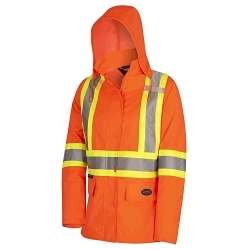 "The Rock" Women's Hi-Vis 300D Oxford Poly Jacket – PU Coated – Hi-Vis Orange – S