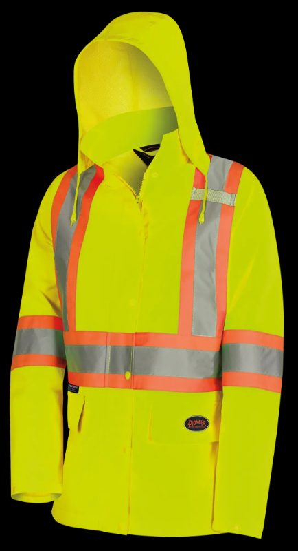"The Rock" Women's Hi-Vis 300D Oxford Poly Jacket – PU Coated – Hi-Vis Yellow/Green – M