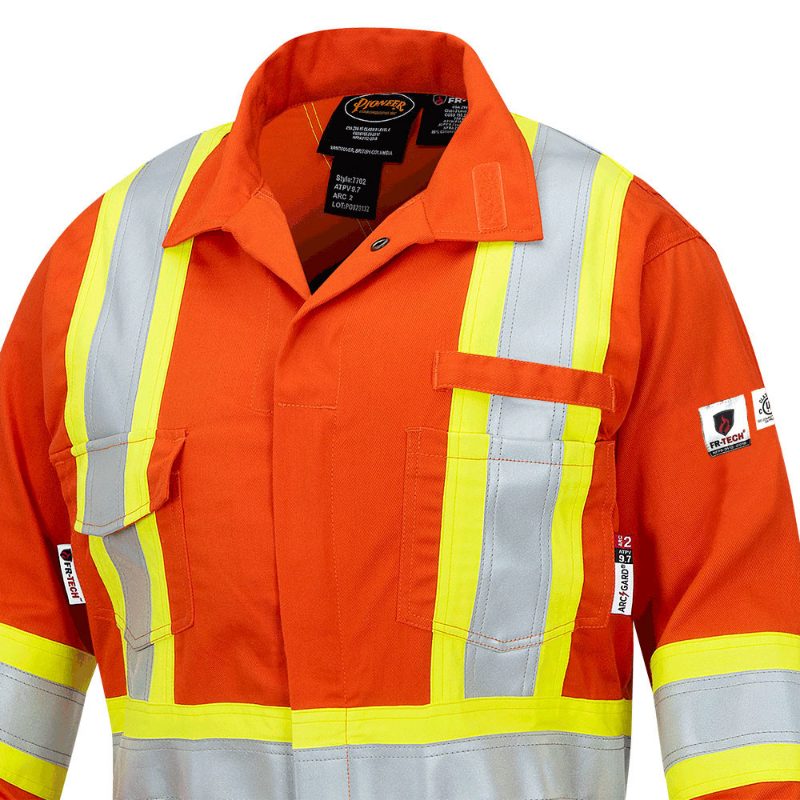 Women's FR-Tech® Hi-Vis 88/12 7 oz FR/ARC-Rated Coveralls – Zipper Closure – Hi-Vis Orange – S