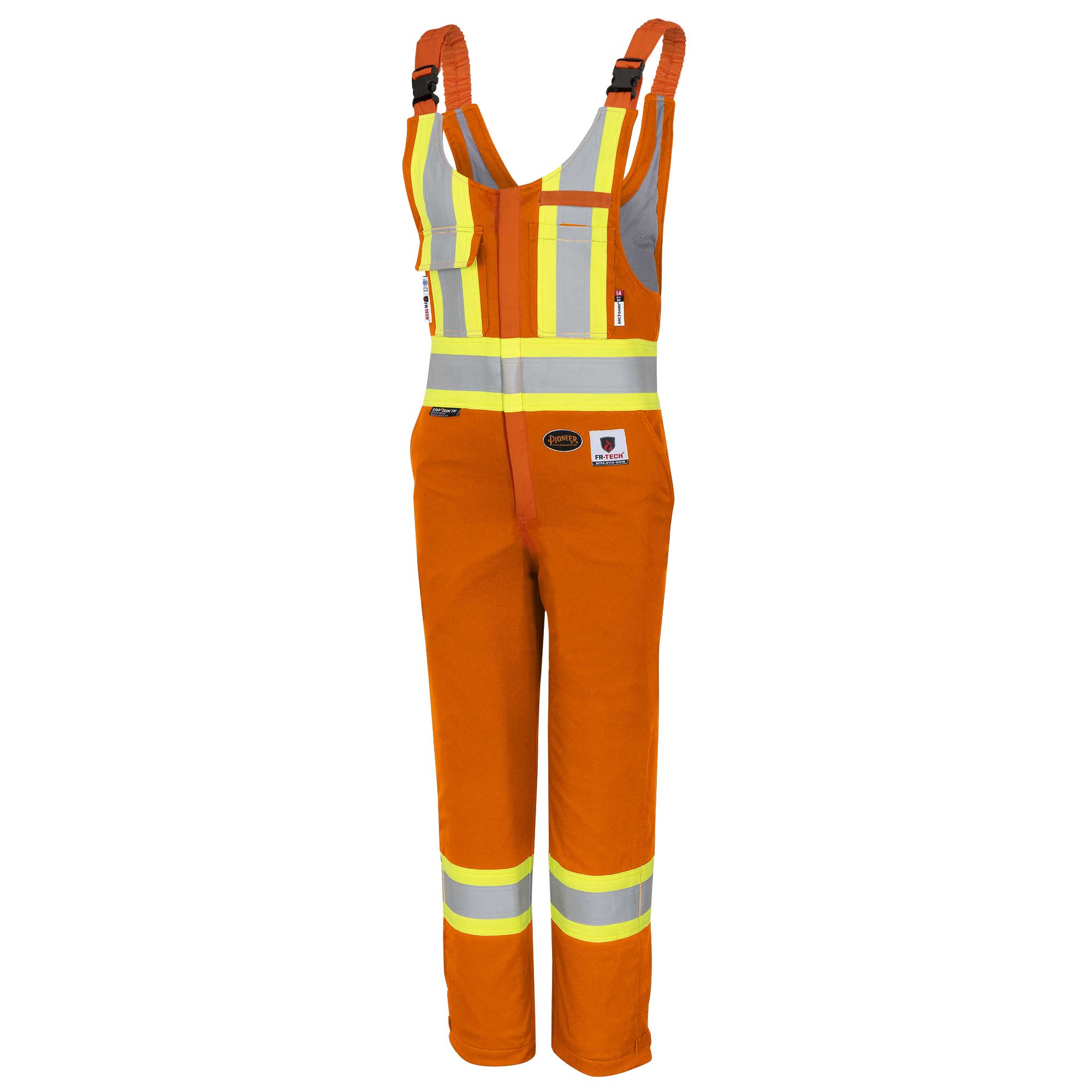 Women's FR-Tech® Hi-Vis FR/Arc-Rated Quilted Safety Overalls – Zipper Closure – Hi-Vis Orange – S
