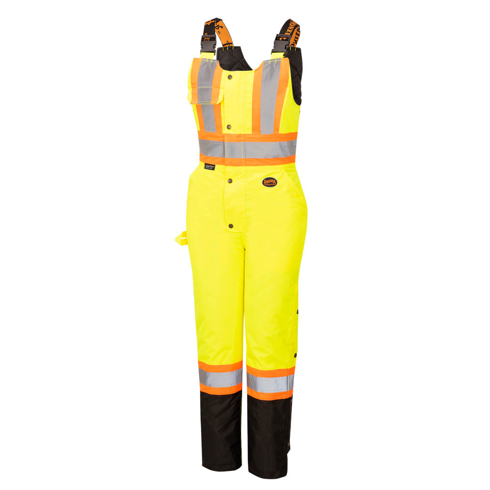 Women's Hi-Vis Safety Overalls – Waterproof – Black Bottom – Hi-Vis Yellow – 4XL