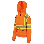 Women's Hi-Vis Fleece Hoodie –Zipper Closure – Hi-Vis Orange – XL