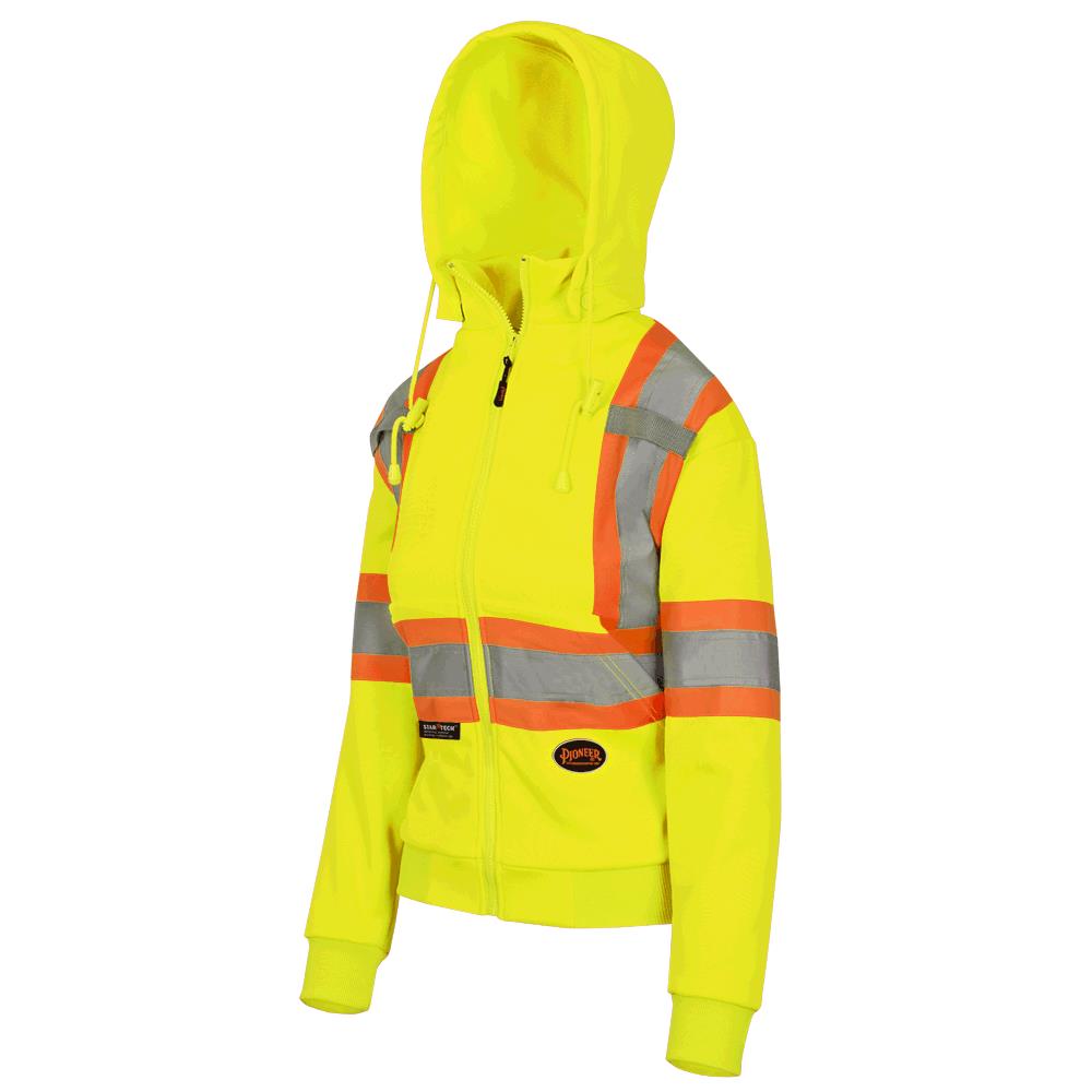 Women's Hi-Vis Fleece Hoodie –Zipper Closure – Hi-Vis Yellow – 3XL