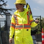 Women's Hi-Vis Fleece Hoodie –Zipper Closure – Hi-Vis Yellow – M